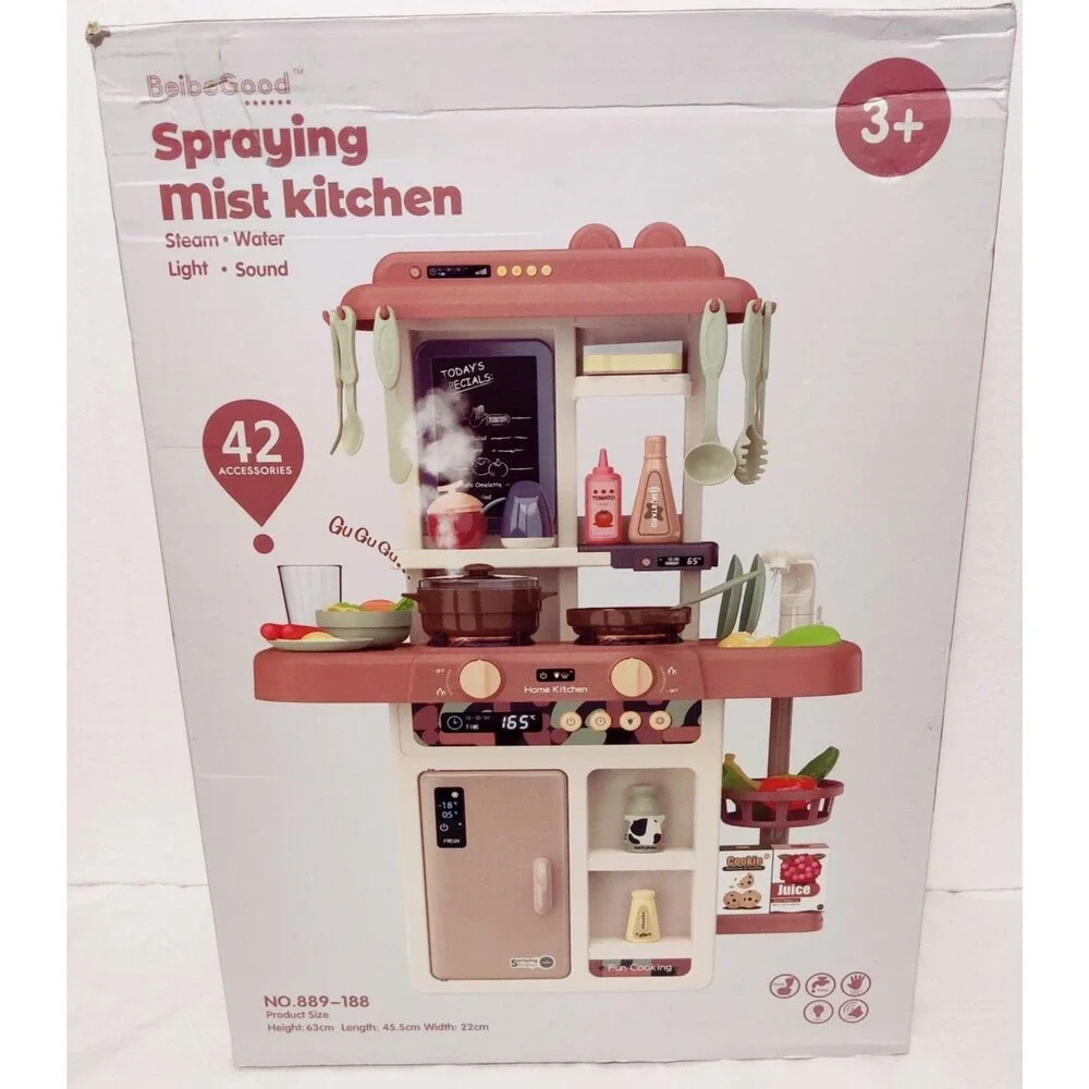Kids Kitchen PlaySet Cooking, 42 Pcs  with Sounds, Lights, Misting and Steam NEW